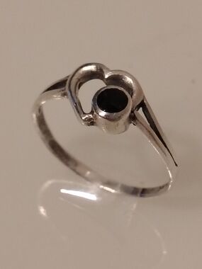 925 Heart Ring with Black Accent